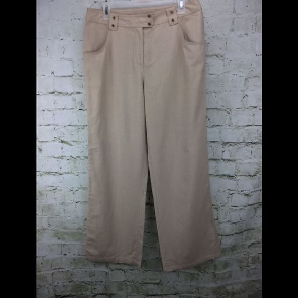 St. John Sport Tan Straight Pants Trouser/Wide Leg - Picture 1 of 8